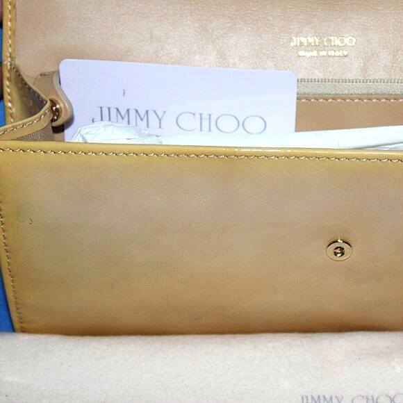 Jimmy Choo Patent Leather Clutch Bag Beige New - Picture 13 of 16